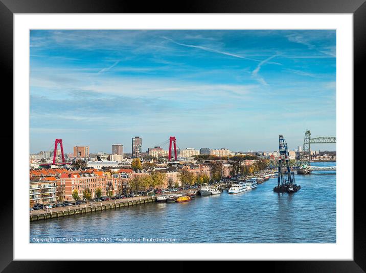 skyline rottersdam with the river maas Framed Mounted Print by Chris Willemsen