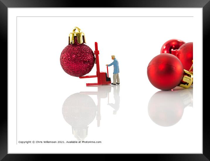 man bringing the christmas balls Framed Mounted Print by Chris Willemsen