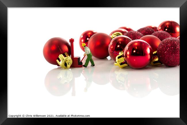 man bringing the christmas balls Framed Print by Chris Willemsen