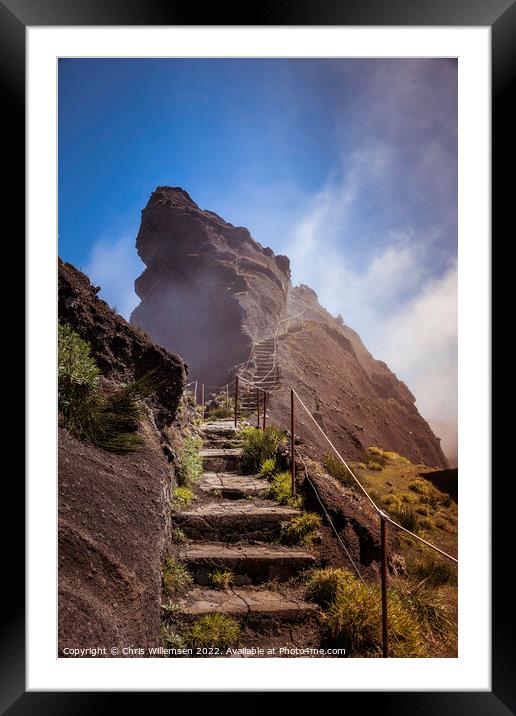 walkway on pico arieiro on madeira island Framed Mounted Print by Chris Willemsen