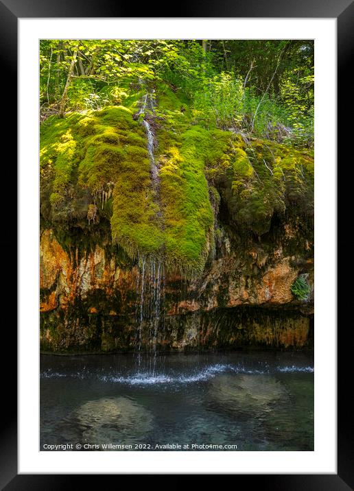 waterfall with green moss and plants in luxemburg Framed Mounted Print by Chris Willemsen