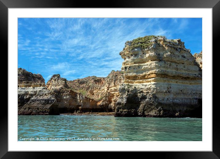 rocks and cliff like bridge in lagos porugal Framed Mounted Print by Chris Willemsen