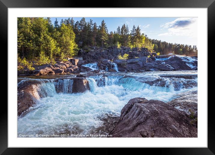 waterfall in norway near Leira Framed Mounted Print by Chris Willemsen