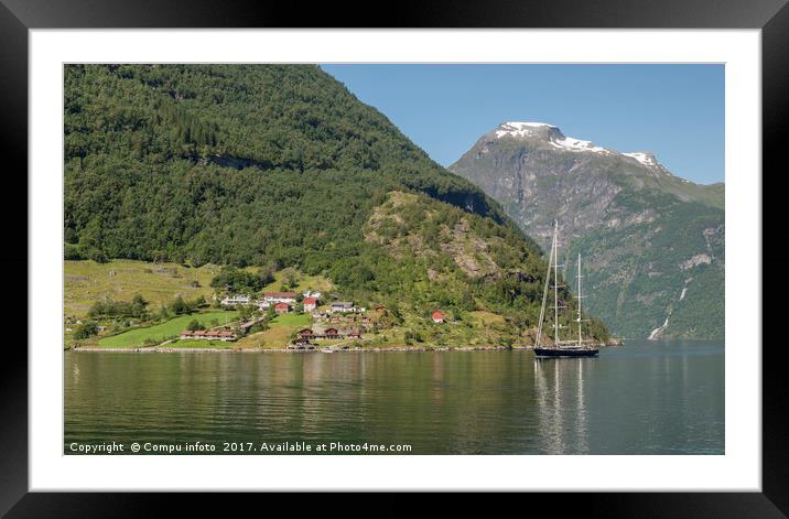 sailing ship in Geirangerfjord Norway Framed Mounted Print by Chris Willemsen