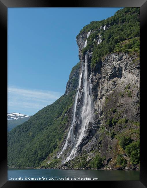 waterfall geiranger fjord norway Framed Print by Chris Willemsen