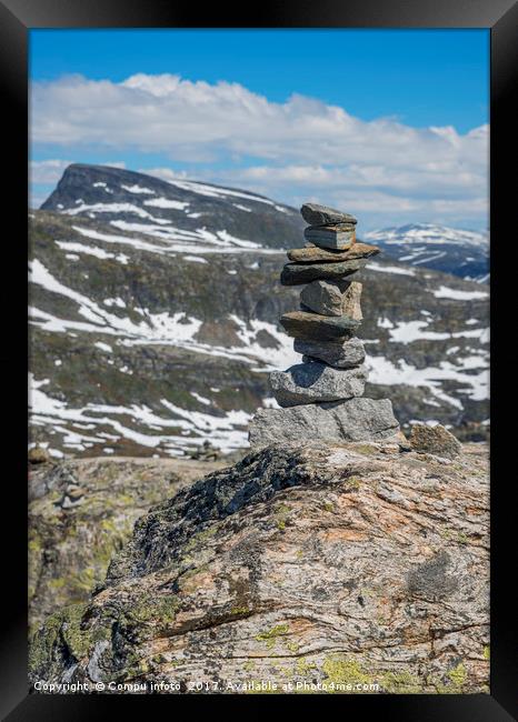 balanced stack of stones at dalsnibba Framed Print by Chris Willemsen