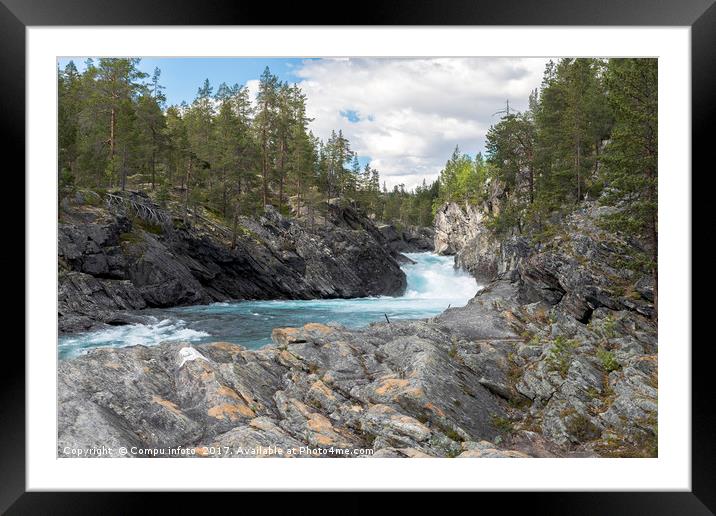 waterfall and rocks in norway Framed Mounted Print by Chris Willemsen