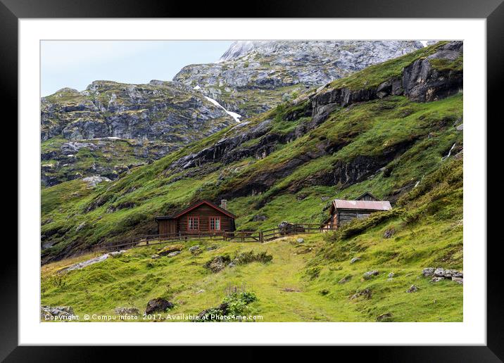 wooden house in nature area Jostedalsbreen Framed Mounted Print by Chris Willemsen