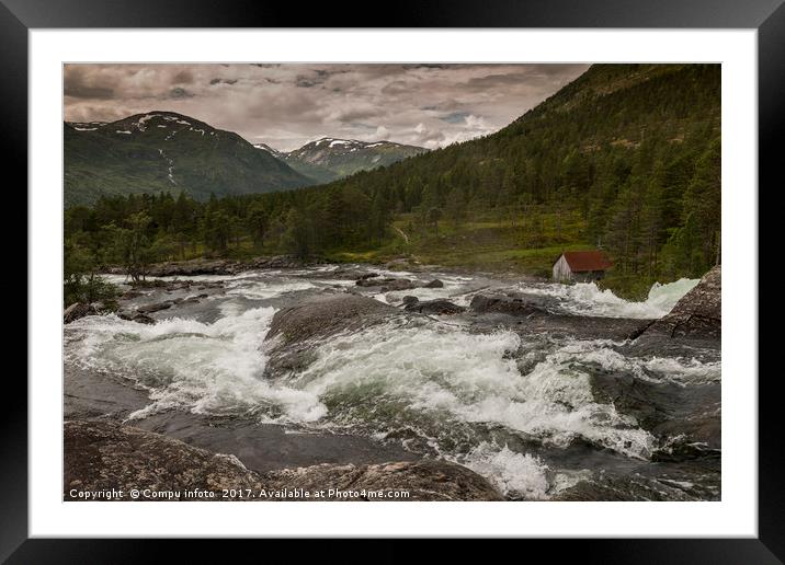 raw waterfall in norway near Balestrand Framed Mounted Print by Chris Willemsen