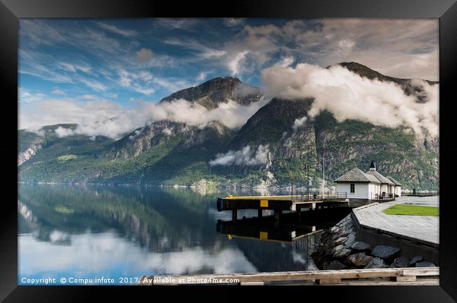 mountains and clouds above the eidfjord in norway Framed Print by Chris Willemsen