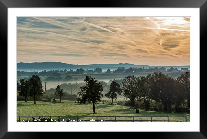 sunrise in the hills of belgium with mist Framed Mounted Print by Chris Willemsen