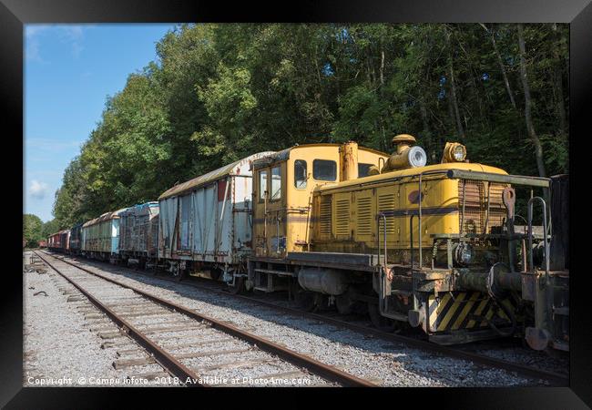 old rusted train with locomotive at trainstation hombourg Framed Print by Chris Willemsen