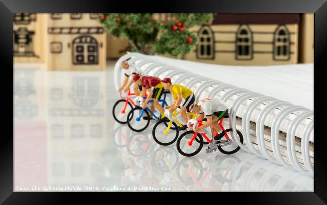 mini puppets cycling game Framed Print by Chris Willemsen