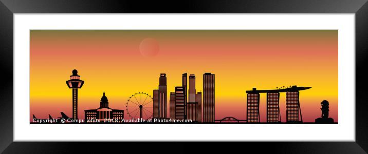Singapore skyline by  evening light Framed Mounted Print by Chris Willemsen