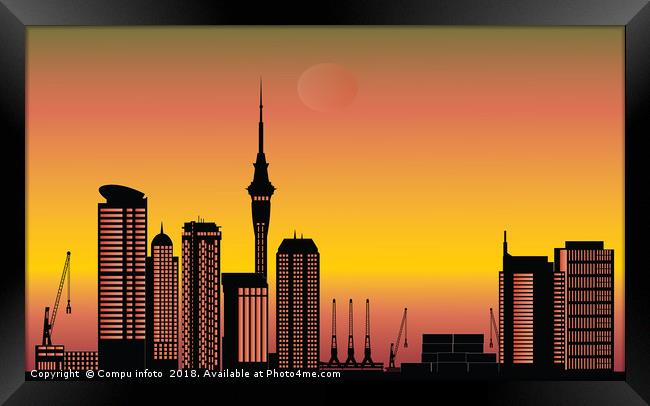 Auckland city skyline sunset Framed Print by Chris Willemsen