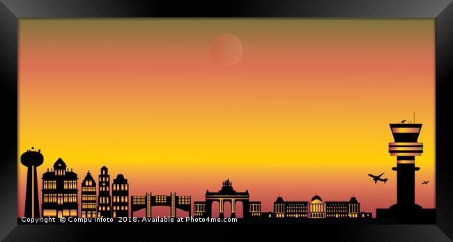 Brussels city skyline Belgium Framed Print by Chris Willemsen