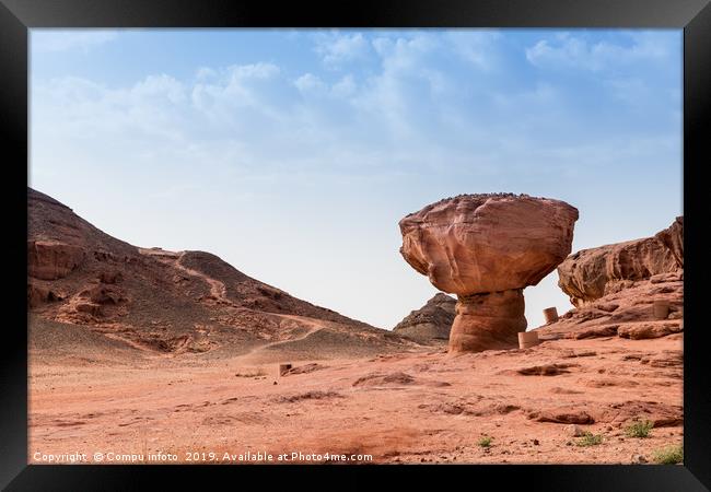 the famous mushroom rock in timna national park in Framed Print by Chris Willemsen
