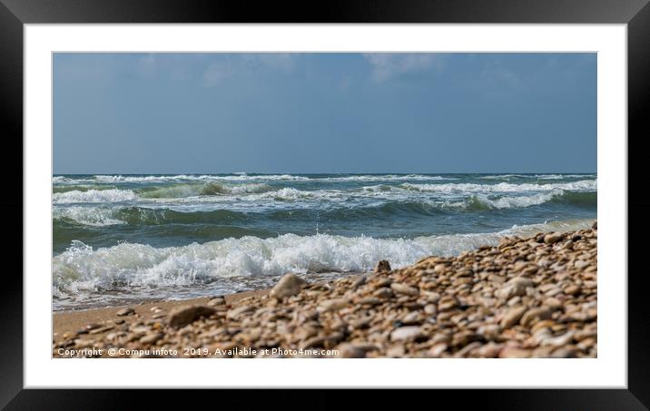 ocean and sea waves at the beach Framed Mounted Print by Chris Willemsen