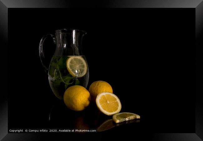 water jug with mint and lemon Framed Print by Chris Willemsen