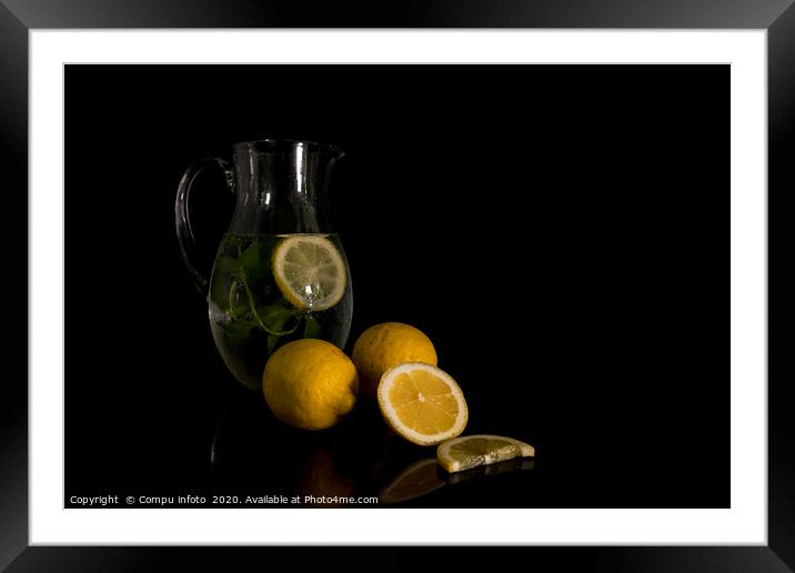 water jug with mint and lemon Framed Mounted Print by Chris Willemsen