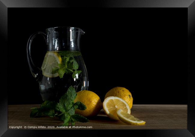 still life with lemonade made from lemon and mint Framed Print by Chris Willemsen