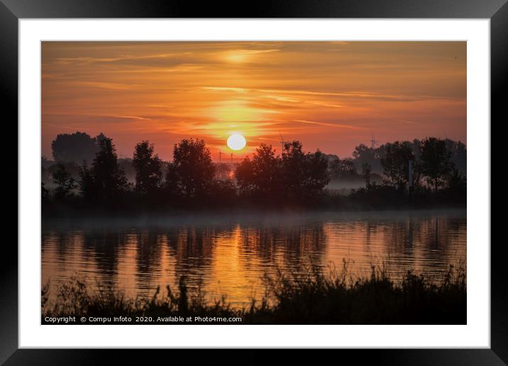 sunrise over the river maas in Holland Framed Mounted Print by Chris Willemsen