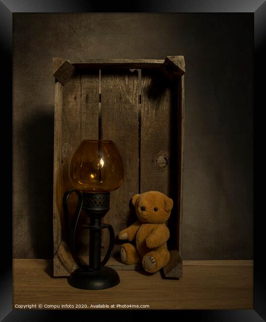 still life with teddy and old light Framed Print by Chris Willemsen
