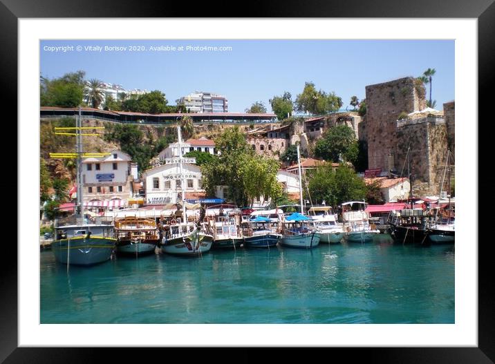 Cruise yachts near the port of the old city of Antalya,Turkey Framed Mounted Print by Vitaliy Borisov