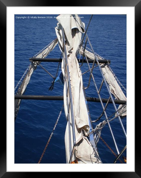 The bow of the ship overlooking the Mediterranean Sea  Framed Mounted Print by Vitaliy Borisov