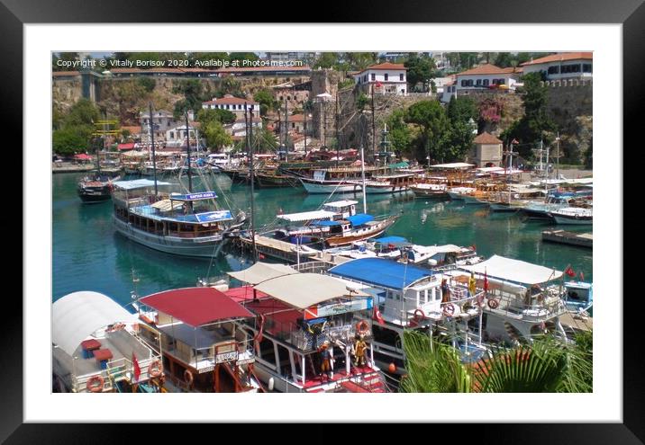 Pleasure  yachts near the port of the old city of Antalya,Turkey Framed Mounted Print by Vitaliy Borisov