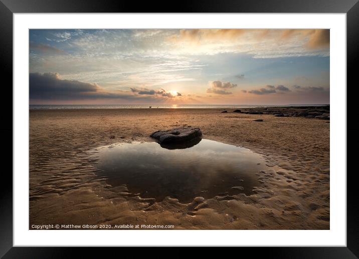 Stunning vibrant sunset landscape over Dunraven Bay in Wales Framed Mounted Print by Matthew Gibson
