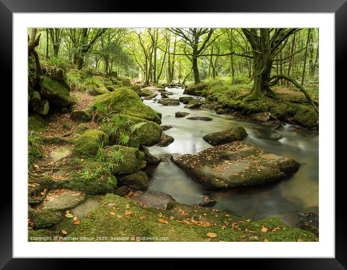 Stunning landscape iamge of river flowing through lush green forest in Summer Framed Mounted Print by Matthew Gibson