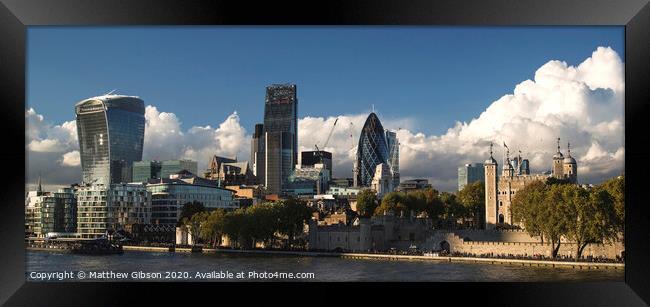 Landscape of City of London on Summer day with blue sky Framed Print by Matthew Gibson