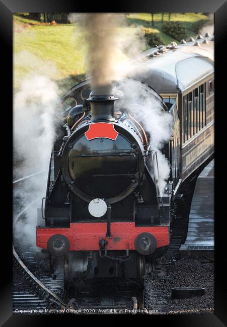Beautiful old vintage steam railway engine with full steam blowing Framed Print by Matthew Gibson