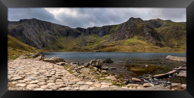 Snowdon Horseshoe mountain landscape with low level clouds and fog Framed Print by Matthew Gibson
