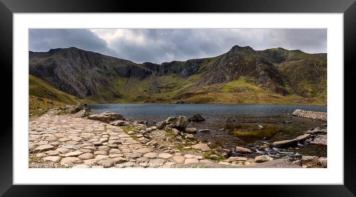 Snowdon Horseshoe mountain landscape with low level clouds and fog Framed Mounted Print by Matthew Gibson