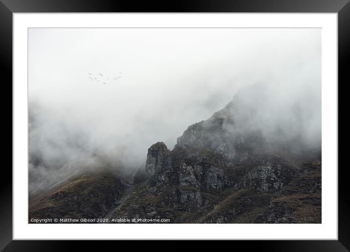 Beautiful dramatic Lake District landscape image of thick low cloud hanging over Illgill Head in wasdale Valley giving a very effective image Framed Mounted Print by Matthew Gibson