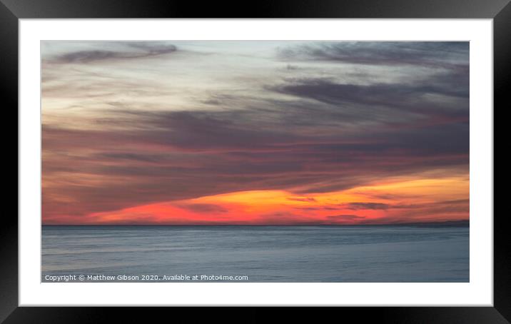 Beautiful Summer landscape sunset image of colorful vibrant sky over calm long exposure sea Framed Mounted Print by Matthew Gibson