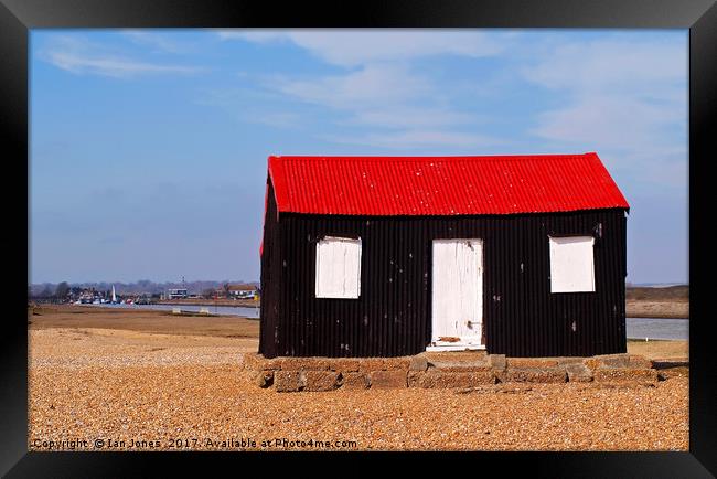 Rye Harbour Red and Black Fisherman's Hut Framed Print by Ian Philip Jones