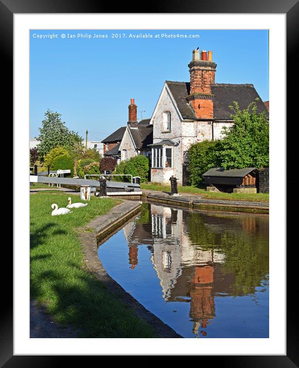 Wardle Lock and Lock Keepers Cottage, Wardle Canal Framed Mounted Print by Ian Philip Jones