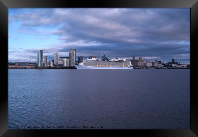 Anthen of the SEAS   On  Departure   From  Liverpool    Waterfront .   17/Oct/2021 Framed Print by Alexander Pemberton