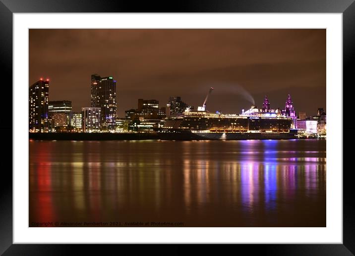 Reflections  Across The River Mersey  Skyline   Framed Mounted Print by Alexander Pemberton