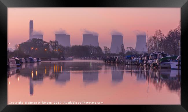 Misty Morning at Sawley Cut Framed Print by Simon Wilkinson