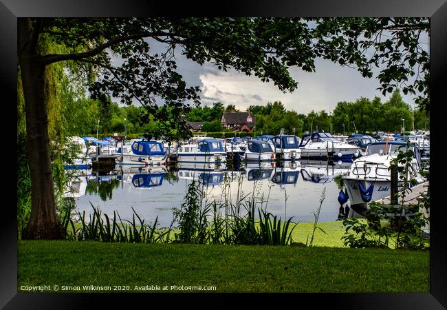 Moored Boats at Sawley Framed Print by Simon Wilkinson