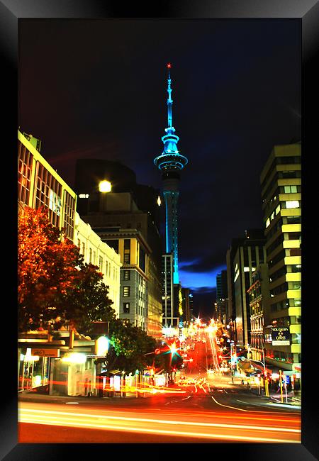Auckland By Night Framed Print by Neil Gavin