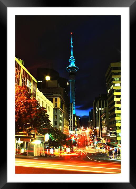 Auckland By Night Framed Mounted Print by Neil Gavin