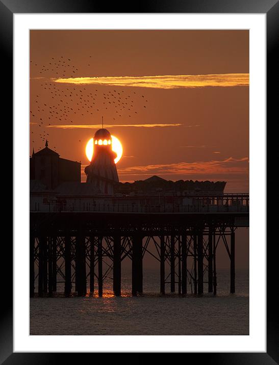 Sunset over Brighton Pier Framed Mounted Print by TIM HUGHES