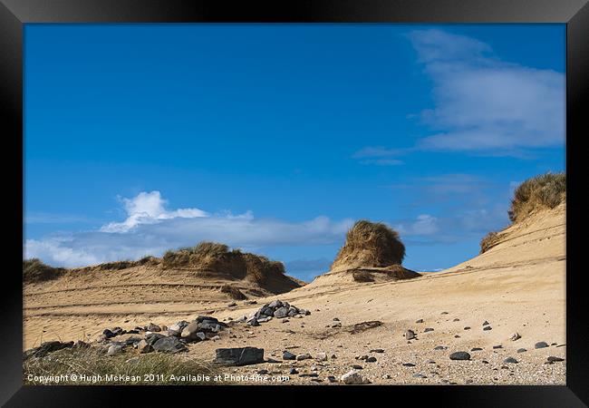 Landscape, Sand dunes, Wind sculped, Traigh Mhor b Framed Print by Hugh McKean