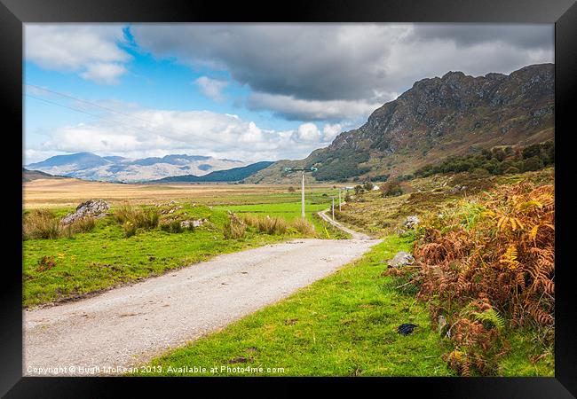 Landscape, Single track road, Kinloid to Loch Mora Framed Print by Hugh McKean