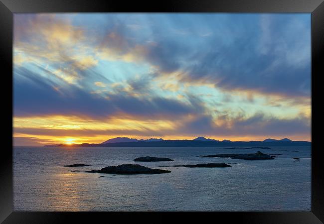 Sunset, Skye, Point of Sleat, Cirrus clouds Framed Print by Hugh McKean
